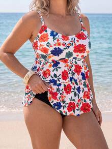 Swim Lushoire 2026 Spring/Summer New Plus Size Tank Style Printed Bikini Swimwear - Multicolor - View 1