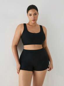 YARNWELL Women's Plus Size Solid Color Bikini Bottoms - Black - View 7