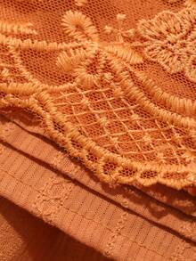 Dazy Plus Lace Patchwork Orange Spring/Summer Comfortable Korean Style Camisole Blouse - Orange - View 7