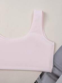 4pcs Macaron Vertical Ribbed Girls Training Bra Set, Wire-Free Wide Strap Mini Cute Tennis Print Tank Top Bra, Puberty Girls School Daily First Development Underwear Set - Multicolor - View 6