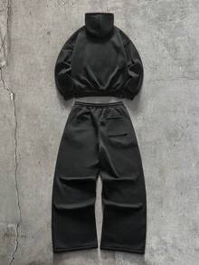 AXEPEAK Men's Fashion Hoodie & Sweatpants Set - Black - View 2