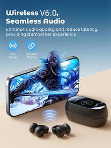 Teckwe 無線耳機小型夾耳式開放式耳機，氣傳導，LED大螢幕數位顯示，HiFi立體聲，內建麥克風，適合運動跑步騎行健身 - 黑色 - 查看 6