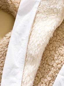 SHEIN Newborn Cute Plush 3D Puppy Hooded Long Sleeve Jumpsuit With Feet - Khaki - View 7