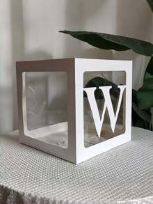 1/5Pcs Clear Balloon Box With Alphabet Letters – 27/1pc Letter Set, Transparent Acrylic Party Decor For Birthday, Bridal Shower, Gender Reveal - White - View 24