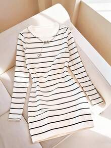 Resyla Women's New Autumn/Winter Best-Selling Striped Print Pattern Casual Versatile Dress - Multicolor - View 4