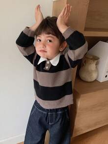 DAZY Baby Boys Turn Collar Striped Long Sleeve Autumn/Winter Korean Style Sweater Toddler - Multicolor - View 7