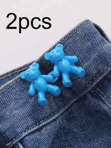 6/4/2Pcs Bear Pattern Sewing Buttons For Jeans, No-Sew Detachable Bear Waist Buckle Pants Waist Adjuster, Decorative Buttons For Skirts, Pants Waist Adjustable Buttons - Multicolor - View 12