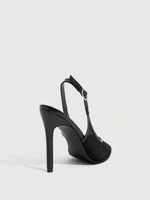 CUCCOO SZL Women's New Embroidered Lace Pointed High-Heeled Shoes - Black - View 3