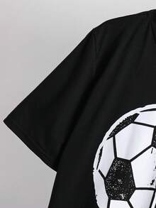 SHEIN 2件組青少年男孩休閒字母印花圓領套頭上衣套裝，適合夏季 - 彩色 - 查看 5