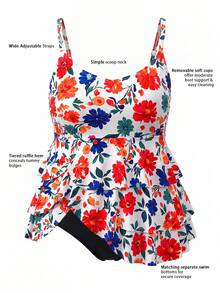Swim Lushoire 2026 Spring/Summer New Plus Size Tank Style Printed Bikini Swimwear - Multicolor - View 5