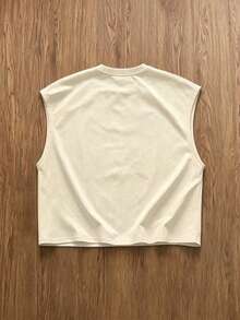 Rovax Men's Sleeveless Cropped Tank Top, Printed With Bull Skull Pattern And 90s Country Music Slogan,Wear Alone In Summer With Distressed Long Pants - Khaki - View 5