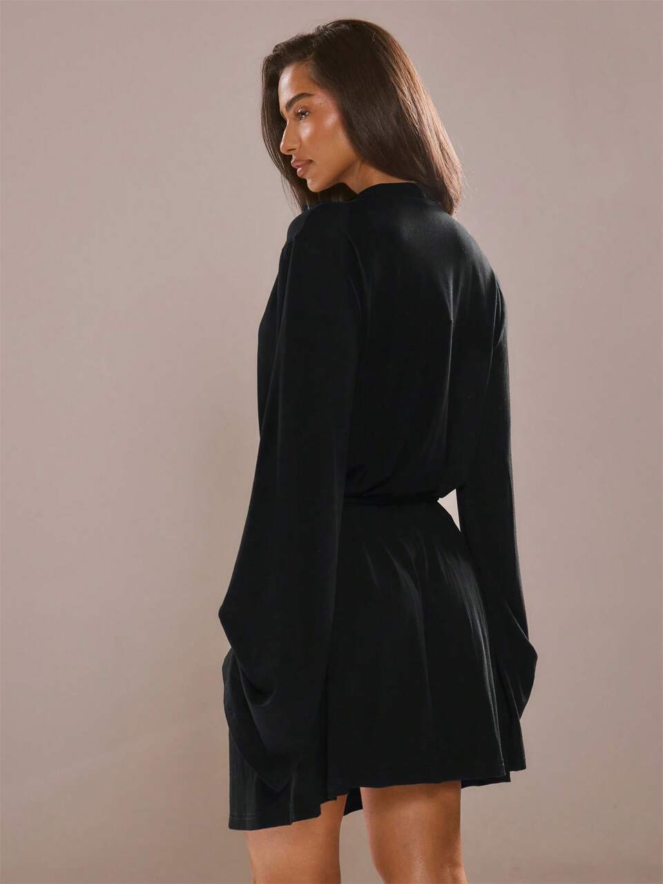 Peignoir court ample à nouer à la taille, col en V, léger, lingerie de nuit, pyjama sexy pour le quotidien Purr