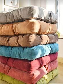 1 Buah Alas Kursi Corduroy Besar 55cm, Bantal Lantai Tatami, Warna Polos, Persegi, Tebal, Berlapis - Bantalan kursi tebal persegi - View 6
