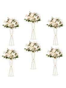 2/4/6/10pcs Gold Vases, Elegant Gold Flower Stands, Wedding Table Centerpiece Decor, Anniversary Celebration, Birthday Party, Home Reception, Christmas And Halloween Decorations, Wedding Aisle Flower Stands And Other Artificial Flower Stands - Flower Stand - View 12
