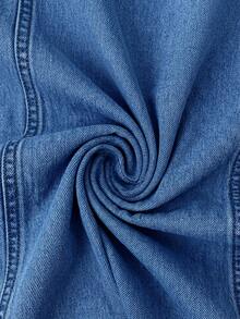 Easowa Women's Square Neck Bowknot Decor Sleeveless Denim Dress - Medium Wash - View 11