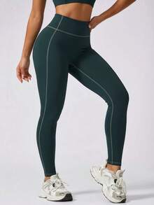 Core Rhythm New Summer Women's High Waist Tummy Control Sports Leggings, Great Choice For Fitness And Yoga - Blue - View 2