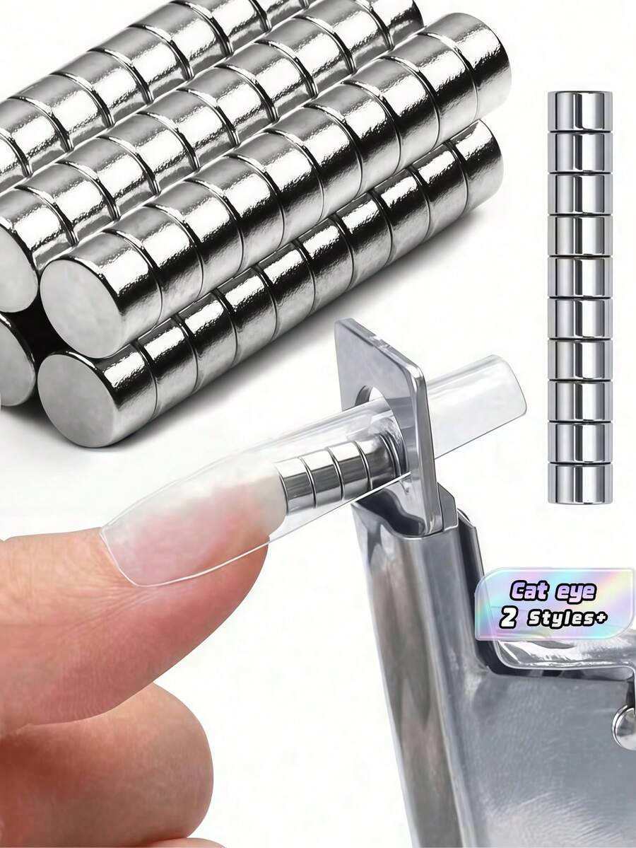 Strong Cylindrical Cat Eye Magnet – Powerful Nail Art Tool For Magnetic Gel Polish, Creates Perfect Cat Eye Effect, Professional & Home Use - Silver - View 1