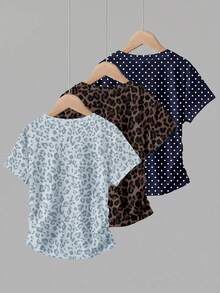 Tween Girl RANDOM 6pcs PACK 3 Packs.Vintage + Dopamine Color , Leopard Print & Polka Dot, Tween Girls Mini - White - View 2