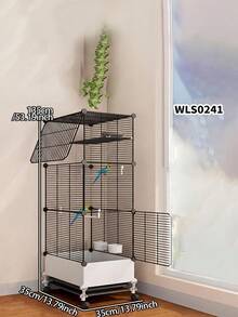 1pc Spliceable Height Adjustable Bird Cage With Pull Out Drawer Tray Easy Clean Removable Metal Base Movable Stand 360 Swivel Casters For Cockatiel Conure Budgie Parrot Lovebird Canary Finch Indoor Outdoor Pet Aviary Home Gift - Assembly Type - View 2