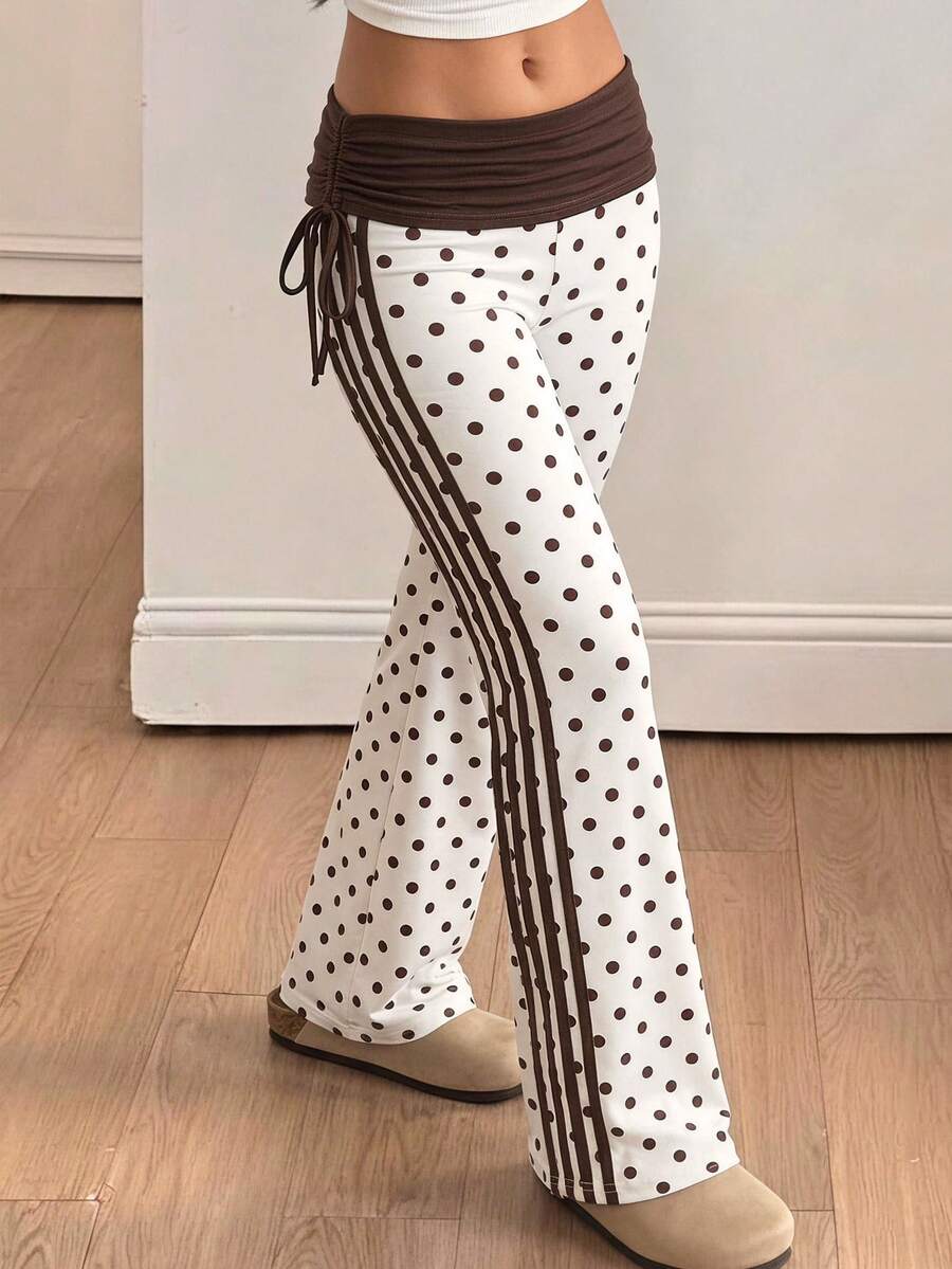 Tween Girl Tween Girl Casual Fashion Knit Polka Dot Color Block Long Pants, Suitable For Autumn/Winter Wear - Multicolor - View 1