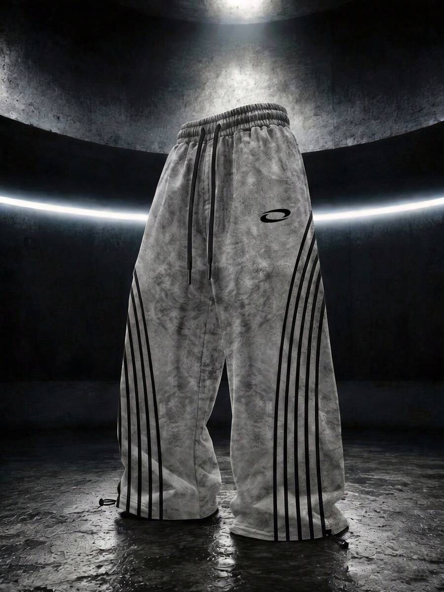 RISE LYT Men's Colorblock Striped Washed Distressed Sports Long Pants - Multicolor - View 1