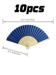 1/5/10/20/50pcs Solid Color Wedding Paper Fans With Bamboo Ribs, Folding Hand Fans Decorated With Bow Satin Ribbons, Available For Wholesale, Foldable Fans As Photo Props For Parties And Weddings (2 Pieces Set) - multicolor - View 11