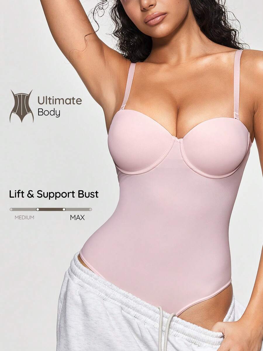 SHAPORA Women's Solid Color Ruched Spaghetti Strap Camisole - Baby Pink - View 1