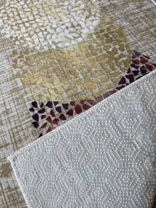 Digital Print Non-Slip Washable Runner Rug/Area Rug, Living Room Rug, Modern Design, Modern, Scandinavian, Bohemian And Classic Style, 100% Polyester, Made In Turkey - Beige - View 5