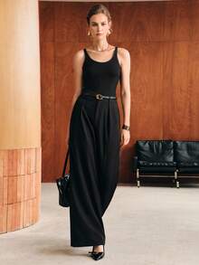 Anewsta Women's Sleeveless Black Mesh Tank Top Elegant Vest - Black - View 7