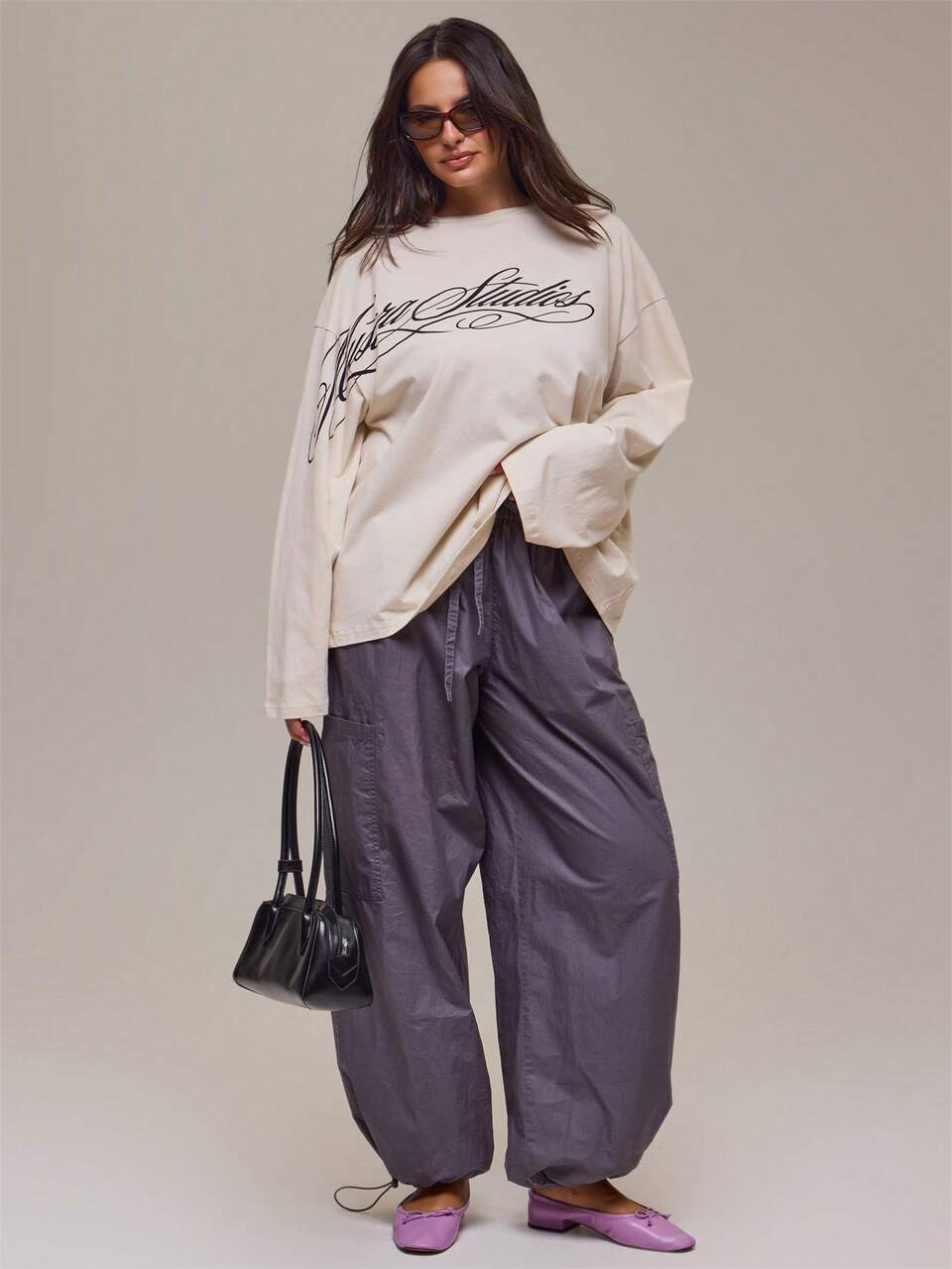 Plus Size Cream Graphic Long Sleeve Top Winter Fall Autumn Casual Top Day Outfit Comfy Outfit Cool