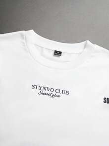 STYNVO 男士字母印花休閒日常長袖T恤 - 白色 - 查看 3