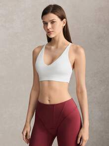 Activina Women's Summer And Spring Activewear White Criss-Cross Back Padded Sports Bra For High Support Workouts And Training - White - View 3