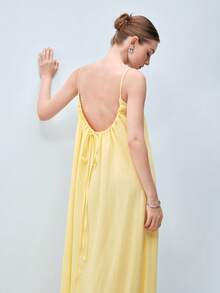Softvol 1pc Women's Sexy Camisole Backless Nightgown - Yellow - View 9