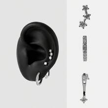 MortiRose Silver Sweet And Cool Girl Wind Star Love Six-Piece Set Of Earrings Chain Fringed Earrings Daily Versatile Niche Design Stud Earrings - Silver - View 19