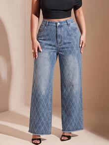 Comfortcana Plus Size Women's Casual Daily Denim Jeans With Pockets And Buttons - Medium Wash - View 3