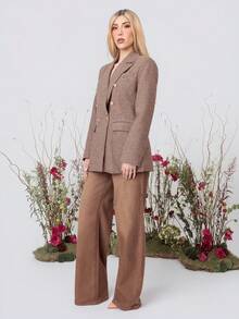 PRISCILA ESCOTO PRISCILA ESCOTO 商务风格翻领长袖格子双排扣西装夹克 - 彩色 - 查看 6