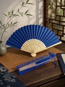 1/5/10/20/50pcs Solid Color Wedding Paper Fans With Bamboo Ribs, Folding Hand Fans Decorated With Bow Satin Ribbons, Available For Wholesale, Foldable Fans As Photo Props For Parties And Weddings (2 Pieces Set) - multicolor - View 5