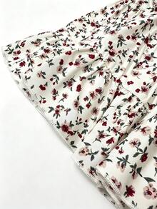 SHEIN 2件組幼女燈芯絨夾克洋裝，甜美復古棕色與白色碎花層次設計，長袖翻領，標準版型，適合拍照、秋季公主風大姊姊穿著 - 卡其色 - 查看 8