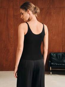 Anewsta Women's Sleeveless Black Mesh Tank Top Elegant Vest - Black - View 4