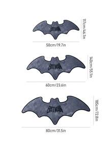BATMAN X SHEIN 1件裝蝙蝠造型裝飾地毯，臥室裝飾地毯，浴室地毯，毛絨材質，防滑底面，多種尺寸可選 - 蝙蝠俠灰色 - 查看 3