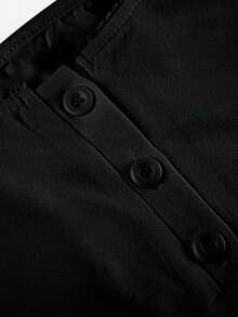 INAWLY Women's Solid Color Button Up Spaghetti Strap Black Camisole Top, Simple Design - Black - View 5