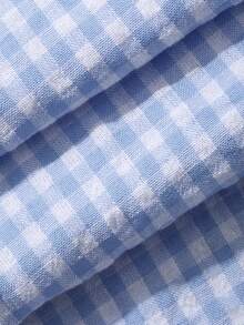 Dazy Plus Cute Plaid Loose Top And Pants 2-Piece Set, Blue Pajama Set For Spring And Autumn - Blue - View 7