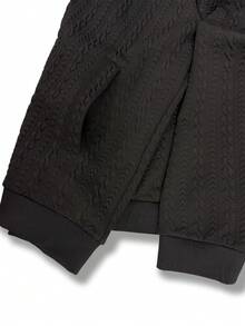 Manfinity Men's Solid Color Long Sleeve Zip-Up Baseball Jacket - Black - View 7