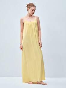 Softvol 1pc Women's Sexy Camisole Backless Nightgown - Yellow - View 5