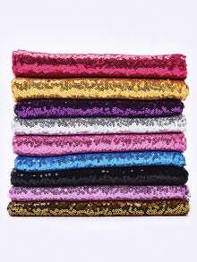1pc Shiny Embroidery Sequin Fabric, Pre-Cut DIY Fabric For Dresses, Wedding Dresses, Bags, Tablecloths, Wedding & Party Background Decorations - Multicolor - View 3