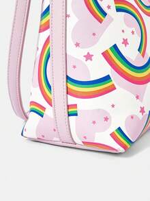 SHEIN X Care Bears Cartoon Pattern Fashion Commuter Handbag - Pink yellow green blue - View 5
