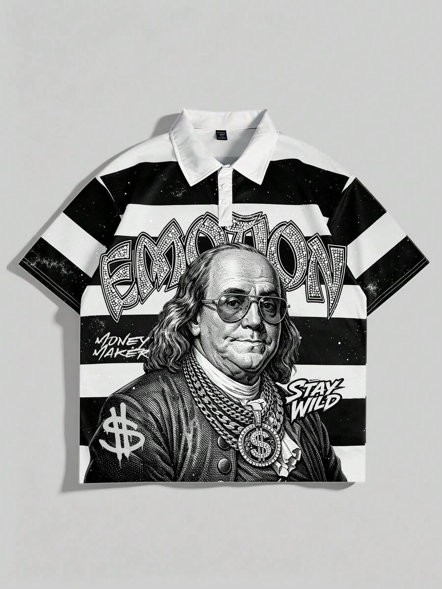 ROMWE MEN Prep 2026世界盃春夏秋款男士休閒時尚短袖 Polo 衫 T-shirt 上衣 - 彩色 - 查看 1