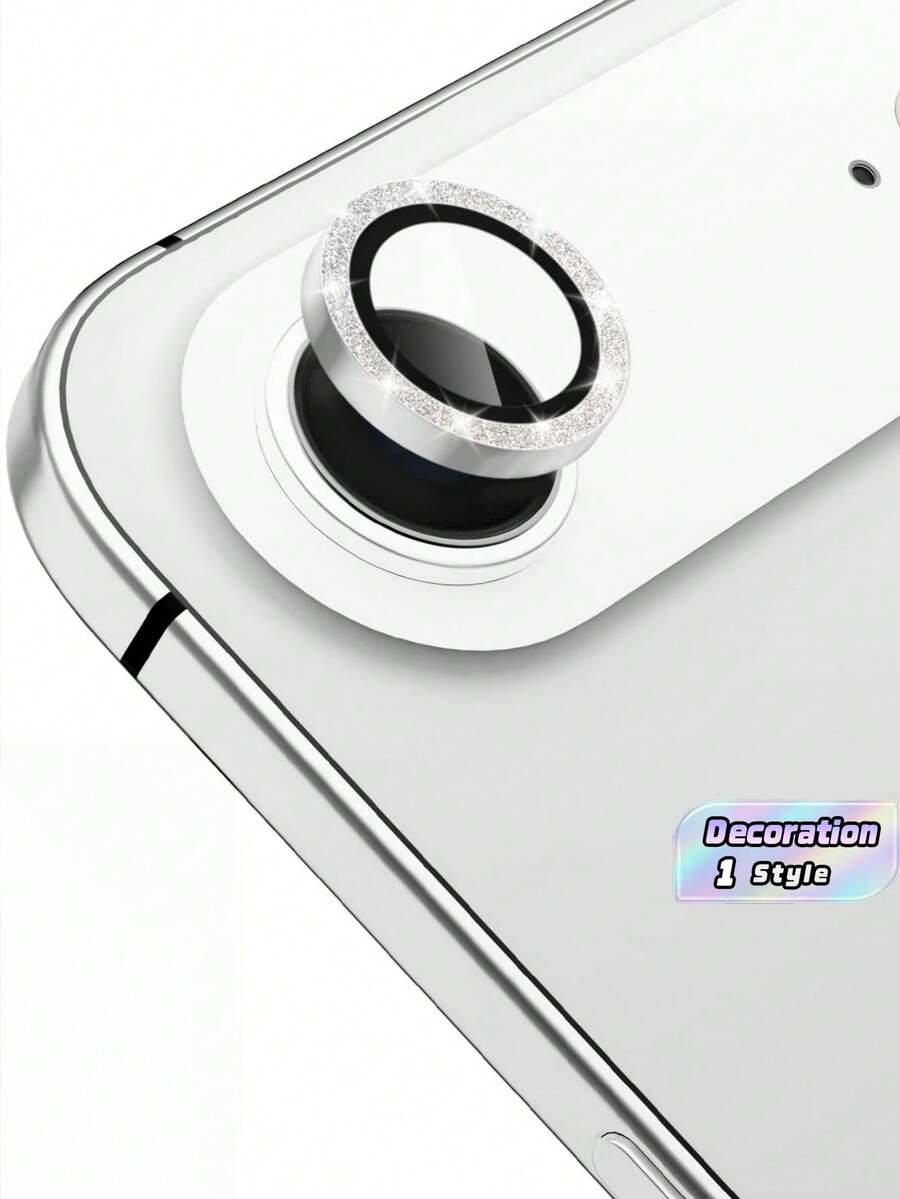 1pack Diamond Lens Film Lens Protection Ring/Shell Tempered Glass [Scratch Resistant] Metal Single Ring Camera Screen Protection Film Lens Cover Lens Protection Ring, Compatible With Iphone 17 And 17air - Silver - View 1