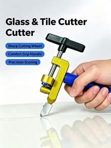 2-In-1 Manual Glass & Tile Cutter With Rhinestone Wheel Roller - DIY And Construction Precision Cutting Tool, Adjustable Metal Base & Clamp, Lightweight Portable Design (Sturdy Frame + Blue Screws), Ergonomic Handle, Structure - multicolor - View 2