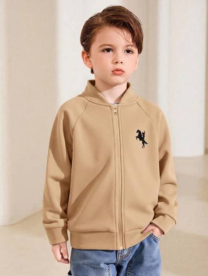 SHEIN Kids Young Boy Casual Daily Patterned Jacket, Suitable For Autumn/Winter
